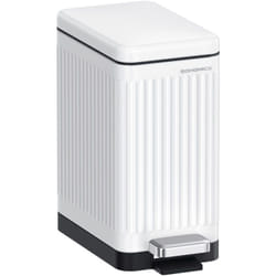 SONGMICS Poubelle de Salle de Bain 10 L, avec Couvercle, Poubelle à Pédale pour Toilettes, Compact, Petit Espace, en Acier, Fermeture en Douceur,