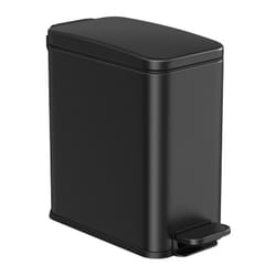 Songmics - Poubelle de Salle de Bain 10L, Petit, Couvercle, Poubelle à Pédale pour Toilettes, Compact, Petit Espace, en Acier, Fermeture en Douceur,