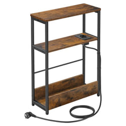Vasagle - Table d'Appoint Fine avec Multiprise, Table de Chevet à 3 Niveaux, Bout de Canapé, pour Petits Espaces, Porte-Magazines, Salon, Chambre,