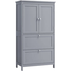 Vasagle - Armoire de Salle de Bain, Placard de Cuisine, Meuble de Rangement avec 2 Tiroirs et 2 Portes, Étagères Réglables, 30 x 60 x 110 cm, Gris