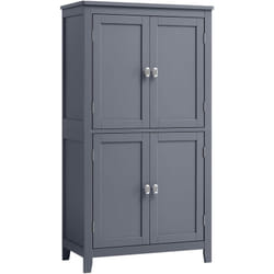 Vasagle - Armoire de Salle de Bain, Meuble de Rangement, Placard de Cuisine avec 4 Portes, Étagères Réglables, 30 x 60 x 110 cm, Gris Ardoise
