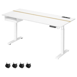 Vasagle - Bureau Électrique Réglable en Hauteur, Bureau Assis-debout, Multiprise, Tiroir, 70 x 160 cm, Réglable en Continu, Fonction Mémoire de 4