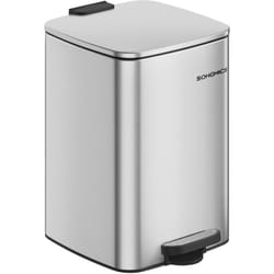 Poubelle de Cuisine, Poubelle 20 l, Poubelle à Pédale en Acier, avec Seau Intérieur, Fermeture Douce et Maintien en Ouverture, Argent Métallique