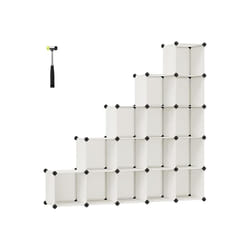 Meuble Rangement 16 Cubes, Organisateur Modulable, Étagère en Plastique, Séparateur de Placard, Rangement Chaussures, pour Chambre, Bureau, 31 x 153