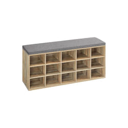 Vasagle - Banc à Chaussures, Meuble d'Entrée, Rangement Chaussures, Assise Rembourrée et 15 Compartiments, Étagère Porte-Chaussures, Capacité de