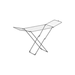 Tendoir à Linge, Séchoir Pliable, avec Barres, Support de Séchage sur Pieds, Utilisation Intérieure/Extérieure, Draps et Vêtements, Gris - Songmics