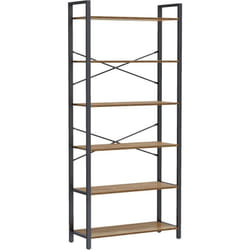 Tagère 6 Niveaux, Bibliothèque, Meuble de Rangement, pour Bureau, Salon, Chambre, 30 x 80 x 186 cm, Style Industriel, Noisette Foncé et Noir - Vasagle
