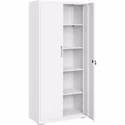 Description générale Ce placard de rangement en métal blanc grisâtre est conçu pour allier esthétique et fonctionnalité. Avec ...