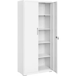 Songmics - Armoire de bureau, Meuble de Rangement Bureau, en Acier, Placard, avec 5 Étagères, Doubles Portes, Serrure, Armoire à Outils, Étagères