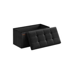 Songmics - Banc de Rangement Pliable de 76 cm, Coffre de Rangement, Tabouret Repose-Pieds, Pouf de Chambre, Noir
