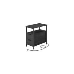 Vasagle - Table d'Appoint avec Multiprise, Petite Table Fine avec 2 Tiroirs, Table de Chevet avec Rangement, pour Salon, Chambre, Gris Anthracite et