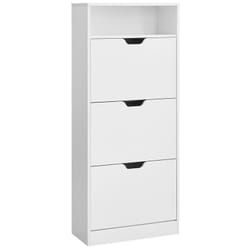 Vasagle - Meuble à Chaussures 3 Portes Battantes, Étagère à Chaussures, Compartiment Ouvert, Séparateur Réglable, 14 à 18 Paires, pour Petite Entrée,