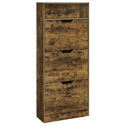 Vasagle - Meuble à Chaussures 3 Portes Battantes, Étagère à Chaussures, Compartiment Ouvert, Séparateur Réglable, 14 à 18 Paires, pour Petite Entrée,