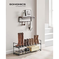 Songmics - tagère à Chaussures de 2 Niveaux, Porte-chaussures en Métal pour 10 Paires de Chaussures, pour Salon, Entrée, Couloir et Vestiaire, 92 x