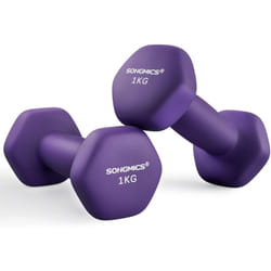 Songmics - Lot de 2 Haltères,2 x 1 kg,Hexagonaux, pour Salle de Sport, Domicile,‎Violet