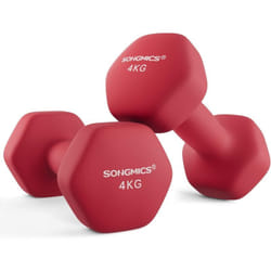 Songmics - Lot de 2 Haltères,2 x 4 kg,Hexagonaux, pour Salle de Sport, Domicile,Rouge