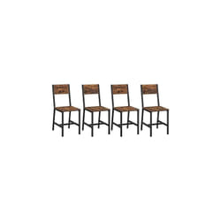 Chaise Salle à Manger Lot de 4, Cadre en Acier, Style Industriel, pour Salle à Manger, Salon, Cuisine, Marron - Vasagle