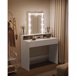Description générale Cette coiffeuse moderne est équipée d'un grand miroir avec 9 ampoules à luminosité réglable, vous permet ...