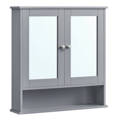 Vasagle - Armoire Murale Salle de Bain, 2 Portes avec miroir et Compartiment Ouvert, Étagère Réglable, 56 x 13 x 58 cm, Gris Tourterelle