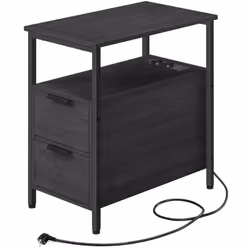 Caractéristiques produits : En panneaux de particules, acier et tissu non tissé. 2 tiroirs. Multiprises et prises USB. Rangem ...