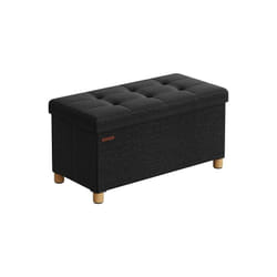 Songmics - Pouf, Coffre de Rangement, Tabouret avec Repose-Pieds, Pliable, Banc avec Rangement, 38 x 76 x 40 cm, pour Salon, Chambre, Noir