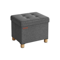 Songmics - Pouf, Coffre de Rangement, Tabouret avec Repose-Pieds, Pliable, Banc avec Rangement, 32 x 40 x 33,5 cm, pour Salon, Chambre, Gris Foncé