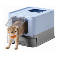 Songmics - Bac à Litière Fermé pour Chat, Maison de Toilette, Plateau Amovible, Pelle, Brosse, pour Grand Chat, Capacité de Charge 15 kg,