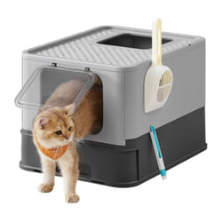 Songmics - Bac à Litière Fermé pour Chat, Maison de Toilette, Plateau Amovible, Pelle, Brosse, pour Grand Chat, Capacité de Charge 15 kg,