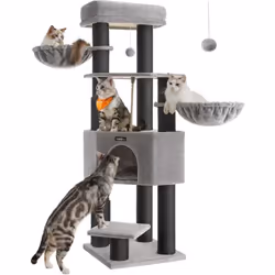 Description générale Cet arbre à chat est conçu pour offrir un espace de jeu et de repos optimal à vos félins. Équipé de tapi ...
