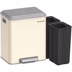 【TRI FACILE DES DÉCHETS】 Cette poubelle de cuisine comporte deux compartiments de 15 L qui facilitent le tri des déchets. Org ...