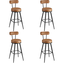 Vasagle - Tabouret de Bar, Lot de 4, Chaise de Cuisine, Siège Rembourré, pu avec Coutures, Style Moderne Mi-siècle, Hauteur 76 cm, pour Cuisine, Bar,