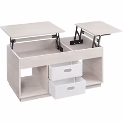 【PLATEAU SUPÉRIEUR FLEXIBLE】 Grâce à son mécanisme de plateau relevable bidirectionnel, cette table basse vous permet de crée ...