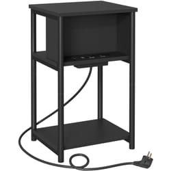 Table d'Appoint , Petite Table de Chevet avec Multiprise, Fin, 2 Prises ca, 2 Ports usb, 30 x 34 x 58 cm, pour Salon, Chambre, Noir - Vasagle