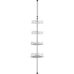 Tagère de Douche, Rangement Douche, Étagère de Salle de Bain sans Perçage, Hauteur 80 à 323 cm, 4 Niveaux, Étagère de Douche Télescopique, pour Salle