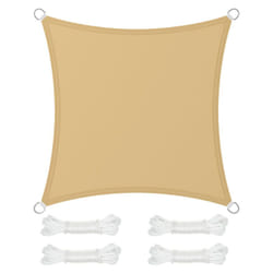 Voile d'Ombrage 3 x 3 m, Hydrofuge Colonne d'Eau de 665 mm, Polyester Anti-déchirure, Protection uv 93%, Terrasse, Jardin, Balcon, Carré, Cordes de 2