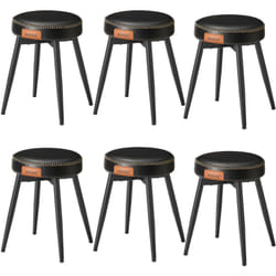 Vasagle - Tabouret de Salle à Manger, Lot de 6, Chaise de Cuisine, Siège Rembourré, pu avec Coutures, Style Moderne Mi-siècle, Hauteur 48,2 cm,