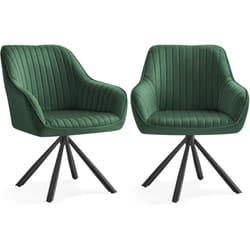 Chaises Salle à Manger, Lot de 2, Fauteuils Pivotants, Velours, Rembourrées avec Accoudoirs, Charge 120 Kg, Pieds Acier, pour Salle à Manger,