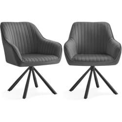 Chaises Salle à Manger, Lot de 2, Fauteuils Pivotants, Velours, Rembourrées avec Accoudoirs, Charge 120 Kg, Pieds Acier, pour Salle à Manger,
