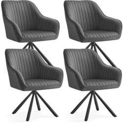 Chaises Salle à Manger, Lot de 4, Fauteuils Pivotants, Velours, Rembourrées avec Accoudoirs, Charge 120 Kg, Pieds Acier, pour Salle à Manger,