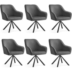 Chaises Salle à Manger, Lot de 6, Fauteuils Pivotants, Velours, Rembourrées avec Accoudoirs, Charge 120 Kg, Pieds Acier, pour Salle à Manger,