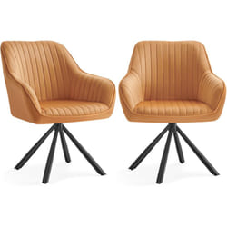 Chaises Salle à Manger, Lot de 2, Fauteuils Pivotants, Velours, Rembourrées avec Accoudoirs, Charge 120 Kg, Pieds Acier, pour Salle à Manger,