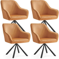 Chaises Salle à Manger, Lot de 4, Fauteuils Pivotants, Velours, Rembourrées avec Accoudoirs, Charge 120 Kg, Pieds Acier, pour Salle à Manger,