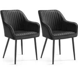 Chaise Salle à Manger, lot de 2, Chaise de Cuisine, Fauteuil en Velours, Rembourrée, avec Accoudoirs, Charge Max. 120 kg, Pieds en Métal, pour Salle