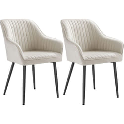 Chaise Salle à Manger, lot de 2, Chaise de Cuisine, Fauteuil en Velours, Rembourrée, avec Accoudoirs, Charge Max. 120 kg, Pieds en Métal, pour Salle