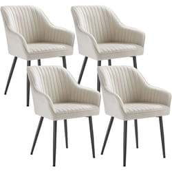 Chaise Salle à Manger, lot de 4, Chaise de Cuisine, Fauteuil en Velours, Rembourrée, avec Accoudoirs, Charge Max. 120 kg, Pieds en Métal, pour Salle