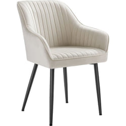 Chaise Salle à Manger, Chaise de Cuisine, Fauteuil en Velours, Rembourrée, avec Accoudoirs, Charge Max. 120 kg, Pieds en Métal, pour Salle à Manger,