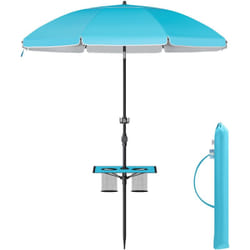 Songmics - Parasol 160 cm, upf 50+, Inclinaison de 30° des 2 Côtés, Hauteur Réglable, Petite Tablette, Crochets, Adapté pour Plage, Jardin, Sans