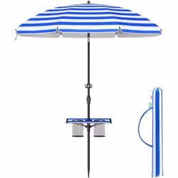 【PARASOL AVEC ESPACE DE RANGEMENT】 La tablette dont est équipé ce parasol permet de poser des boissons et supporte jusqu'à 10 ...