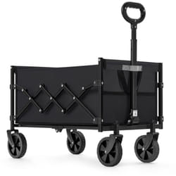 Songmics - Chariot de Transport Pliable, Chariot de Plage, Chariot de Camping avec Poignée, 4 Roues Renforcées dont 2 Roues Universelles, Charge 180