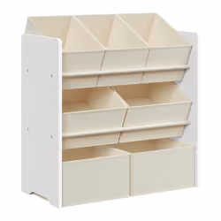 [7 boîtes pour jouets et livres] Dotée de 4 grandes et 3 petites boîtes en tissu non-tissé, cette étagère offre un espace de  ...